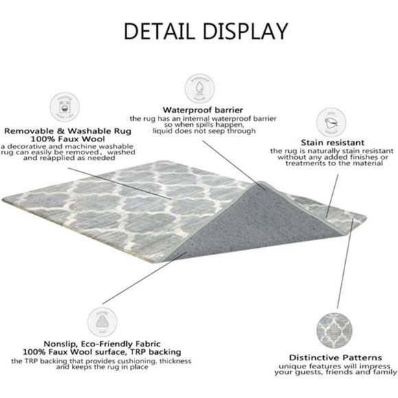 Kitchen Rug - 2’x3’ Washable Entryway Accent Distressed Non-Slip Throw Area Rugs - Picture 5 of 6